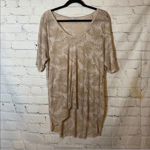 Zara Large Short Sleeve Tan Palm Flowy Shirt
